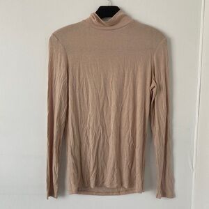 Mango Women's Long Sleeve Turtleneck Top in Nude Beige